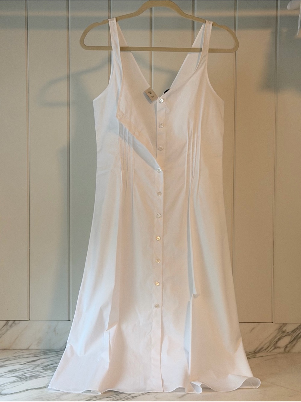 Classic White Button-Front Slip Dress